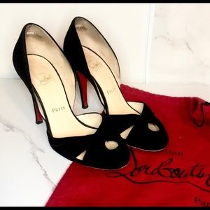 Christian Louboutin black suede heels